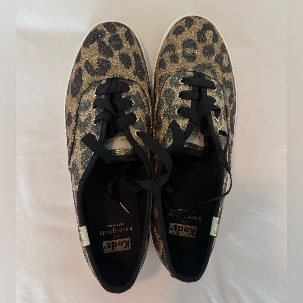 kate spade Keds - Black and Gold Leopard Sneakers